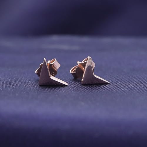 AFFY 14K Gold Plated 925 Sterling Silver Plain Minimalist dainty Stud Earrings Jewelry For Her Women Birthday Gift - color: Triangle