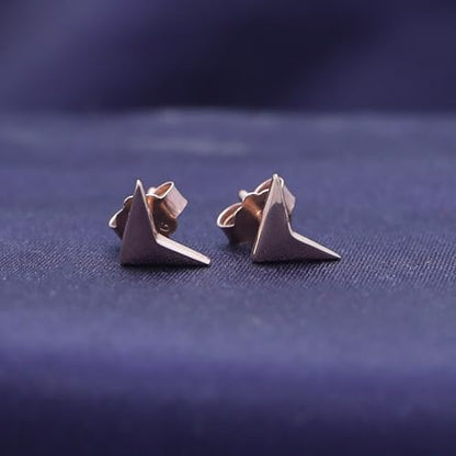 AFFY 14K Gold Plated 925 Sterling Silver Plain Minimalist dainty Stud Earrings Jewelry For Her Women Birthday Gift - color: Triangle