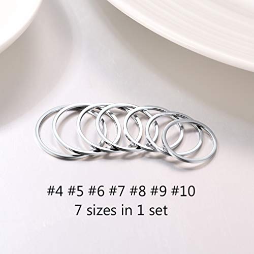 PROSTEEL Stainless Steel Rings Set, Women's Plain Band Knuckle Stacking Midi Rings Comfort Fit, Silver/Gold/Rose Gold/Black Tone, Multi Size #4-#12 - color: E 7 pcs-gold