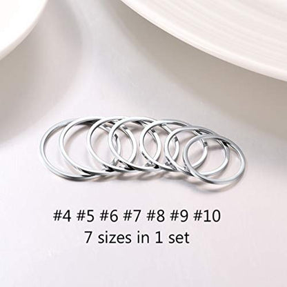 PROSTEEL Stainless Steel Rings Set, Women's Plain Band Knuckle Stacking Midi Rings Comfort Fit, Silver/Gold/Rose Gold/Black Tone, Multi Size #4-#12 - color: E 7 pcs-gold
