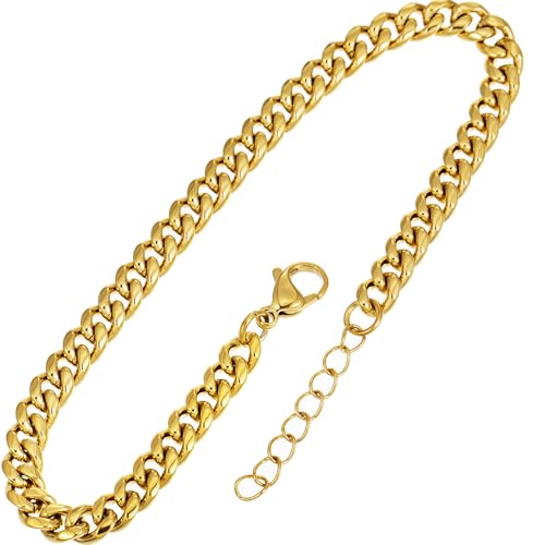 Gold Stainless Steel Anklet Chain for Women Adjustable Ankle Bracelet Fashionable Simple Design, Round mold chain - color: Gold+ Round mold chain, size: 22+3cm