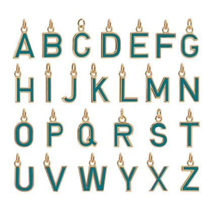 18K Gold Filled A-Z Alphabet Letters Charms,26Pcs Initial A-Z Alphabet Charms,Bracelet Necklace Earrings Charms for DIY Jewelry Making - color: Green
