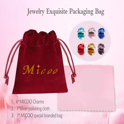MICOO 925 Sterling Silver Charms for Bracelets,Fashion DIY Dangle Pendants Beads Simulated Birthstone Charms,Birthday Gifts for Women - color: 6 styles charms3