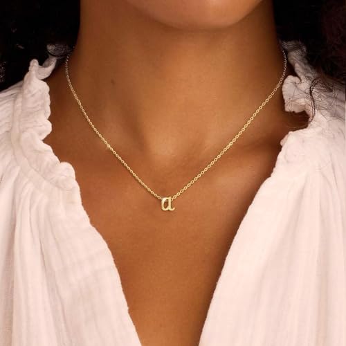Initial Necklaces for Women Trendy, Dainty Gold Letter Necklace Tiny A-Z Pendant, 14K Gold Plated Cute Personalized Name Chain Fashion Accessories Gold Jewelry Birthday Gifts for Her - color: a