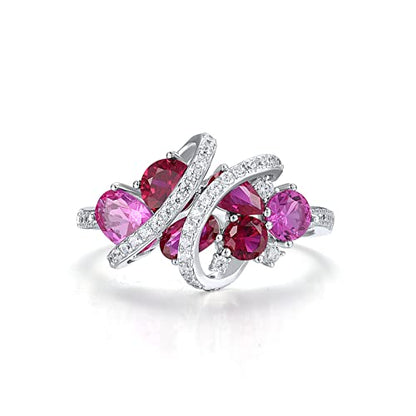 Santuzza 925 Sterling Silver Twist Ring White Cubic Zirconia Rings - color: [B]Red