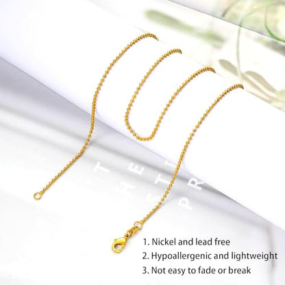 14K Gold Plated Paper Clip Chain Link Necklace Satellite Chain Necklace for Women - color: Dainty Ball Chain