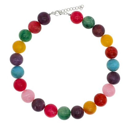 JNF Chunky Beaded Necklaces Women Large Big Ball Bead Choker Necklace Bold Statement Beads jewelry Gift - color: gemstone neckalce colorful