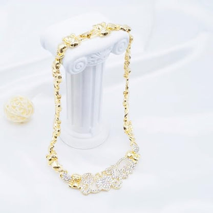 Woman Jewelry Sets Gold Jewelry Sets XOXO Women's Gold Jewelry Fashion Jewelry Necklaces Earrings Woman Accessories Bracelets Jewelry Gifts Love Necklaces - color: X003-Gold
