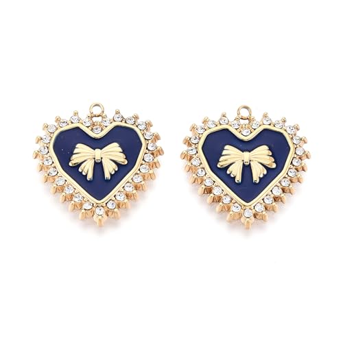 Elecrelive Crystal Heart Charms Rhinestone Heart Pendants Valentine Charms for Necklace Bracelet Earring Wedding Jewelry - color: Midnight Blue
