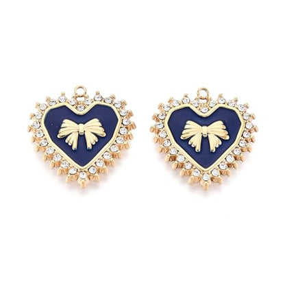 Elecrelive Crystal Heart Charms Rhinestone Heart Pendants Valentine Charms for Necklace Bracelet Earring Wedding Jewelry - color: Midnight Blue
