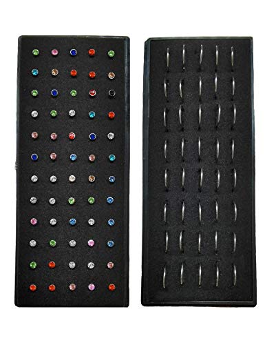 100Pcs Bone Nose Studs Stainless Steel Multicolor Cubic Zirconia Nose Rings Stud Hoop Tragus Cartilage Nose Ring Labret Nose Piercing Pin Jewelry for Women Men 1.5mm 2mm 2.5mm 20G 22G - style: F:60Pcs 2.5 mm CZ+40Pcs 8mm Nose hoop