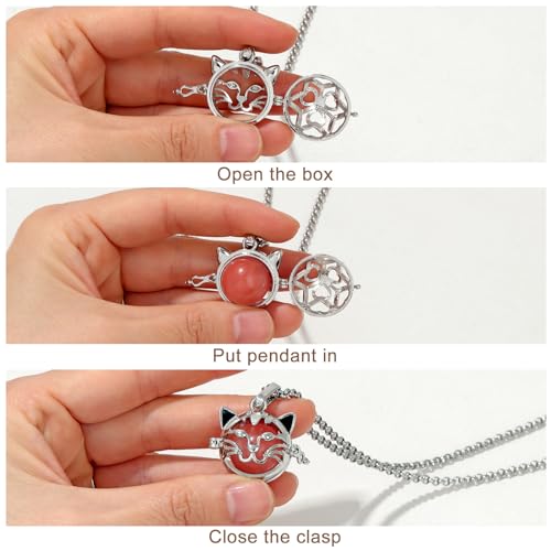 Raicegs Heart Shaped Crystals and Healing Stones 7 Chakra Crystal Necklace 0.8 inch Heart Gemstones Natural Stones Necklaces for Women Spiritual Gift for Women Teen - style: 4PCS-CAT