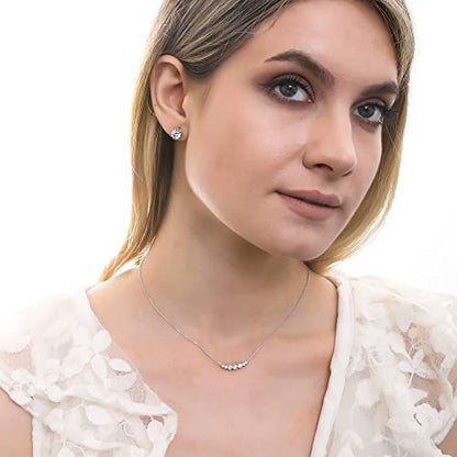BERRICLE Sterling Silver CZ Cubic Zirconia Pendant Necklace for Women - Cluster, Graduated, Solitaire, Bar, Bubble, East-West Designs - style: Classic Cluster