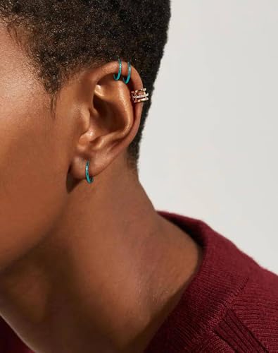 316L Stainless Steel Hoop Earrings, Hinged Segment Earrings Hoop, Cartilage Helix Conch Daith Septum Earrings Hoops - color: Green, size: 1.2*10mm