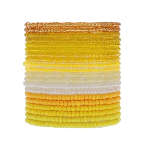18Pcs Boho Stackable Beaded Bracelets for Women Colorful Handmade Multilayered Rice Beads Anklets Set Summer Beach Bohemian Jewelry Gift - color: Style 2 Yellow