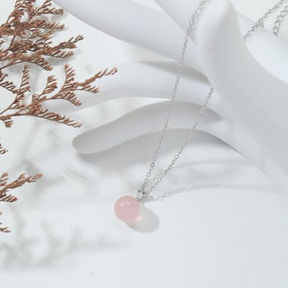 Natural Jade Necklace for Women Sterling Silver Adjustable Handmade Green Jade Pendant Necklaces Healing Crystal Necklace Good Luck Gift for Her - style: Rose Quartz Necklace