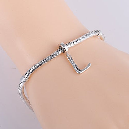 925 Sterling Silver Initial Charm fits Pandora, Gift for Mom Wife | Christmas,Birthday,Mother's Day, Anniversary, Valentine's Day - color: Letter L