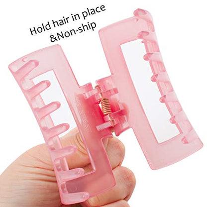 Canitor Hair Clips Set of 4: Pink Rectangular Acrylic Banana Non-slip Medium Claw Jaw Clips for Thin Hair, Y2K Hair Accessories - color: Jelly light pink, jelly rose red, milky white, transparent