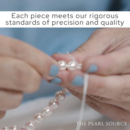 The Pearl Source Sterling Silver AAAA Quality Round White Triple Freshwater Cultured Pearl Bracelet for Women - size: 6.0-6.5mm, style: 8.5" Length