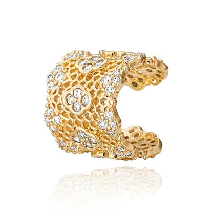 Gold Ear Cuff for Women, 14K Gold Plated Single Non-Pierced Earring with Micro-Pave Cubic Zirconia Adjustable Open Ear Clip for Daily Wear & Special Occasions - color: ear cuff-S 003