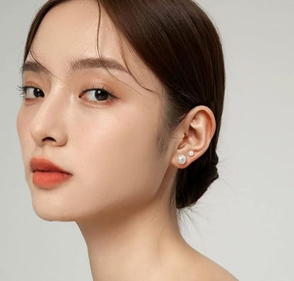 12 Pairs Pearl Earrings, Hypoallergenic Stainless Steel Stud For Women | Simulated White Pearl Design, Comfort For Sensitive Ears, Jewelry Gift For Wedding, Bridal, Birthday, Anniversary Christmas