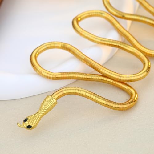 Bendable Snake Chain Necklace for Women Arm Cuff Flexible Twisty Multi-purpose DIY Bracelet and Punk Choker Trendy Medusa Snake Jewelry Gift - style: Gold