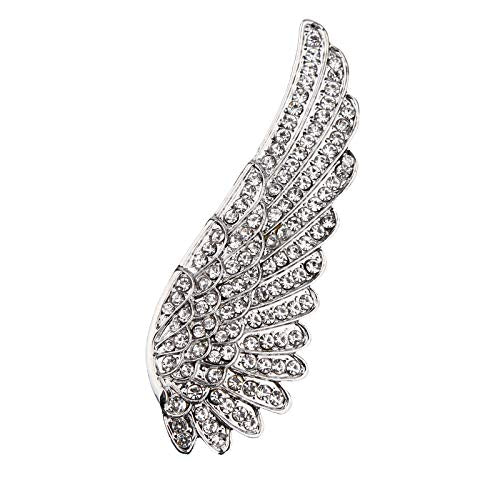 Pearl Diamond Brooch Pins for Dress Sweater Scarf, Wedding Party Decoration Birthday Christmas Gift - style: Angel Wing (Silver)