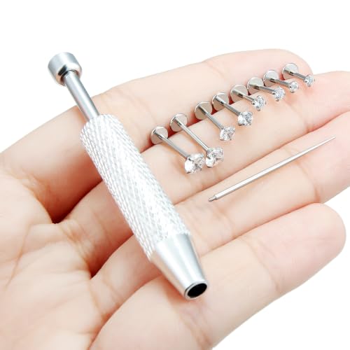 18/16g Flat Back Earrings Lip Rings Stud Jewelry Surgical Steel - color: Surgical Steel, size: 18g