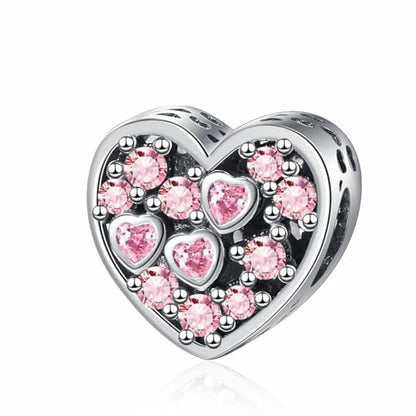 Charm for Bracelets and Necklaces, Heart Animals 925 Sterling Silver Bead Celestial Sun Moon Star Charms Jewelry Gift for Women Girls - color: Pink Heart Charm