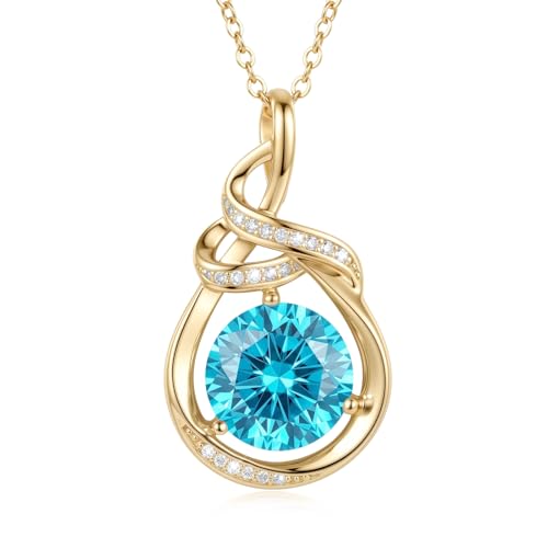 Teardrop Birthstone Necklace for Women 14K Gold/White Gold Elegant Ribbon Pendent Anniversary Love Birthday Gifts for Mom Women, 18"+2" Inches - color: Gold-12-Dece Birthstone