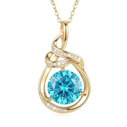 Teardrop Birthstone Necklace for Women 14K Gold/White Gold Elegant Ribbon Pendent Anniversary Love Birthday Gifts for Mom Women, 18"+2" Inches - color: Gold-12-Dece Birthstone