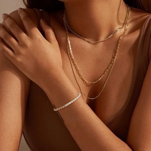 FANZE Gold Plated Cubic Zirconia Tennis Bracelets for Women Dainty Trendy Adjustable Bracelet Jewelry Gift for Ladies Wedding Mother Birthday Anniversary - style: Style 2