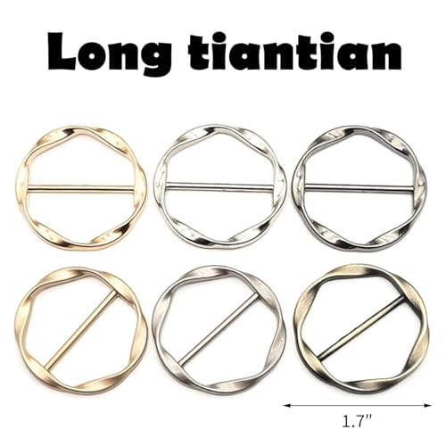 Long tiantian 6PCS Scarf Ring Clip Scarf Rings for Women Button Covers for Women Blouses Shirt Tightener Clip Cinch Pin Clothes Jewelry - color: 6pcs