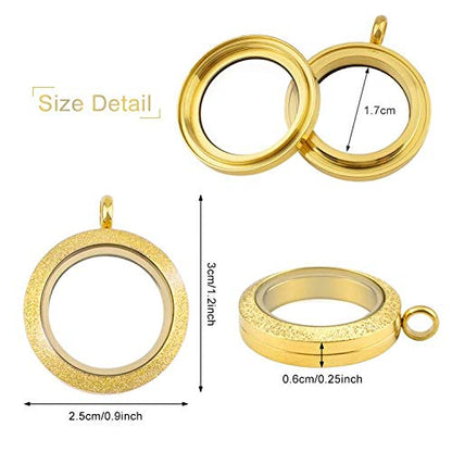 WANDIC Photo Charms, Set of 4 Matte Stainless Steel Round Memory Locket Pendant Bridal Wedding Bouquet Charms for Photo or Wedding, 25mm - color: 4pcs-gold Matte
