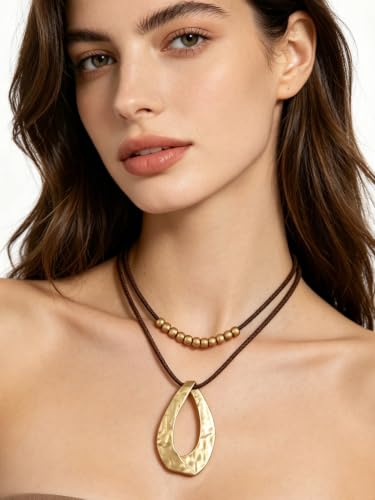 Chunky Pendant Necklace for Women Vintage Boho Necklaces Choker Layered Statement Necklaces Bohemian Jewlery Gifts - style: Casual Necklace