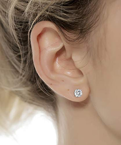 7 Pairs 18G 20G Stainless Steel Stud Earrings Round Cubic Zirconia Barbell Earring Set For Men Women 2MM-8MM Silver Tone - style: C:7 Pairs,Ball Backs,20G