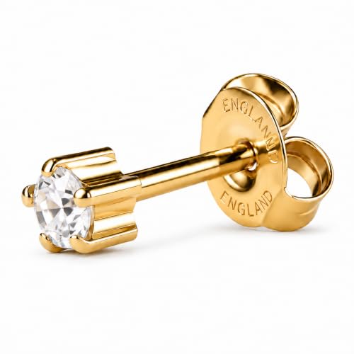 Caflon 12 Pairs April Birthstone Stud Earrings - Clear Crystal Clawset Studs, 3mm/4mm/5mm | 24K Gold Plated Stainless Steel | Hypoallergenic Nickel-Safe for Sensitive Ears | Bulk Value Pack & Gift - color: 24K Gold Plated, size: 4mm