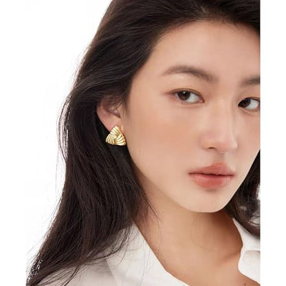 Statement Chunky Gold Earrings for Women Unique Square Stainless Steel Heaven Mayhem Button Stud Earrings Trendy Jewelry - style: Gold Triangle