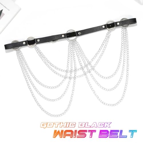CLOACE Punk Waist Chain Belt Leather Layered Heart Body Chains Gothic Body Accessories for Women - color: C