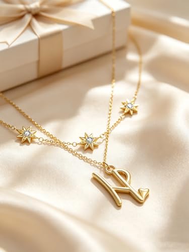 14K Gold A-Z Initial Lette Necklace Star Choker Women Necklace | Personalized Initial Jewelry, Meaningful Name Letter Gift for Women Wife Mom Friend, Perfect Present For Birthday/Anniversary - style: 14K Gold-H