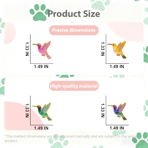 2/4/5/20pcs Funny Enamel Pins Bulk - Aesthetic Hard Enamel Lapel Pins Set, Art Brooches for Backpacks, Jackets, Hats, Bags, Lanyards, Cute Animal Pins for Adults, Kids, Women, Men - style: 4pcs Hummingbird