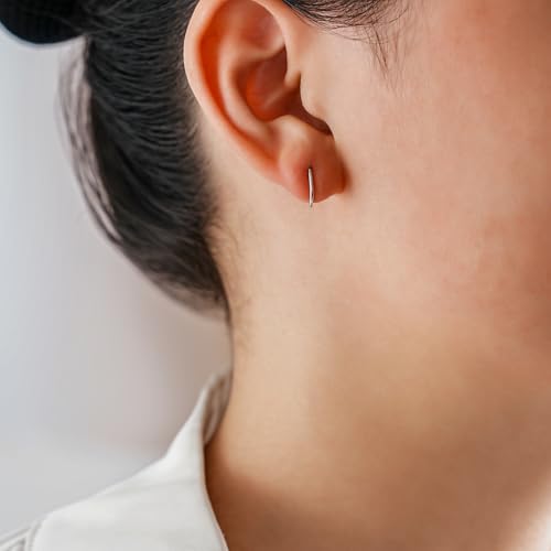 CHIC & ARTSY 925 Sterling Silver Open Hoop Earrings Small Hoop Earrings for Women Half Hoop Cartilage Piercing Adjustable Huggie Earrings - color: C:Silver 6mm