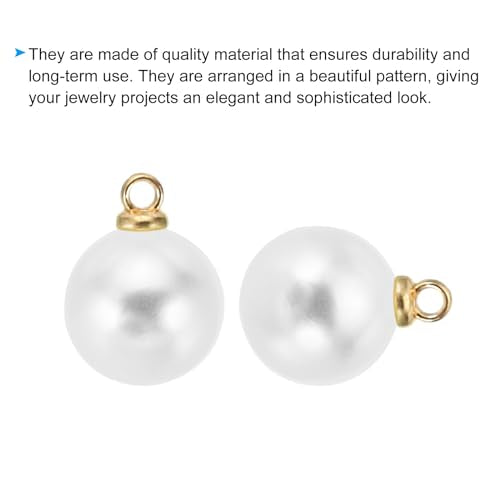 PATIKIL Pearl Charm, 100pcs Pearl Beads Faux Pearl Pendant Charm DIY for Jewelry Making Bracelets Earrings Necklace Crafts - color: Golden White, size: 10mm