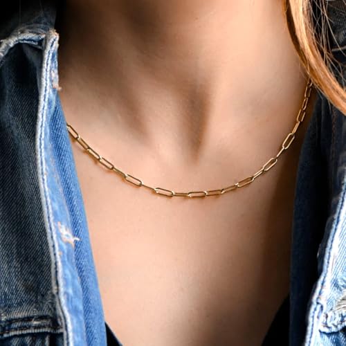 Jewelry Affairs 14k Yellow Gold Paperclip Chain Necklace, 3mm - size: 16