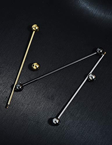 3PCS Classic Ball Head Brass Shirt Collar Bar Tie Pins Set for Men Wedding Business with Gift Box - color: Ball Head