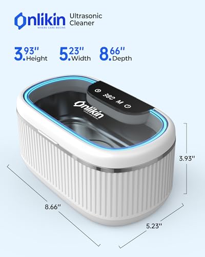 35W Ultrasonic Jewelry Cleaner, 45KHz Retainer Cleaner for Jewelry, 5 Timer & 3 Power Modes, Eyeglasses, Rings, Watch Strap, Dentures - 20oz, 304 Stainless Steel Tank, Quiet <38dB (White) - color: White