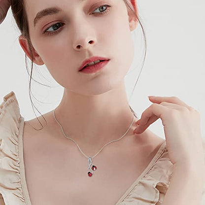 POPLYKE Cross Necklace for Women 925 Sterling Silver Cross Pendant Necklace Animal Jewelry Christmas Gifts for Women Mother Grandma - style: Ladybug-1