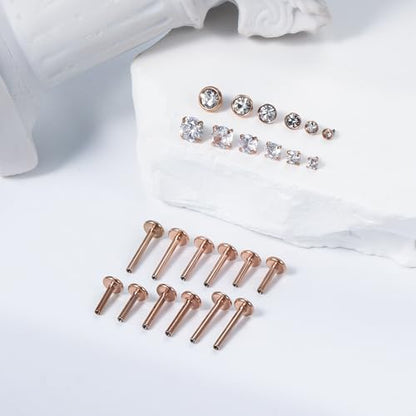 16G Lip Rings Stainless Steel Tragus Helix Conch Piercing Jewelry Snake Bite Piercing Monroe Lip Rings Labret Medusa Cartilage Lobe Earrings Piercing Jewelry CZ 2MM 2.5MM 3MM 3.5MM 4MM 4.5MM - color: 6MM 8MM 10MM Bar-Rose Gold,2mm/2.5mm/3mm/3.5mm/4mm/4.5m