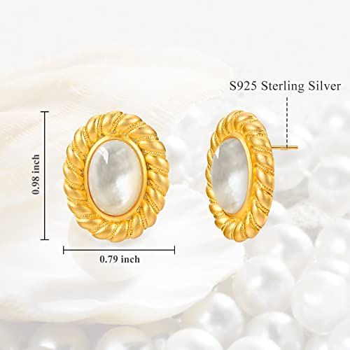 925 Sterling Silver mother shell Pearl Earrings, Women's Shell Freshwater Pearl Dangle Gold Earrings, Hypoallergenic Women's Pearl Earrings Women's Jewelry, Gifts for Mom, Girlfriend, Daughter - style: mother shell earrings