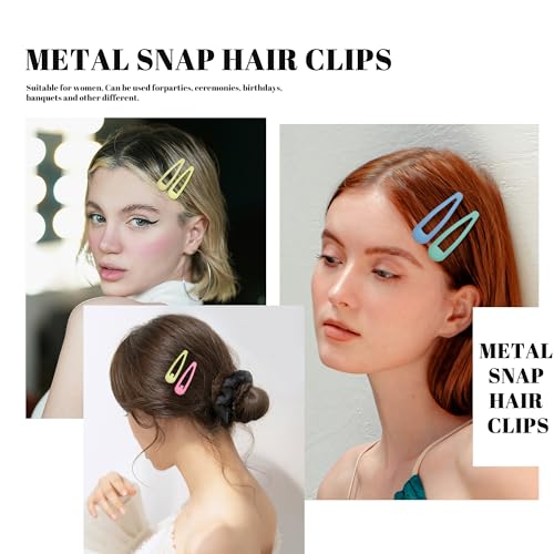 Small Hair Barrettes For Women No Slip Metal Snap Clips For Thin And Fine Hair,Matte Yellow Pink Blue Green Purple,20 PCS,1.97 x 0.5 Inch. - color: Matte Yellow Pink Blue Green Purple